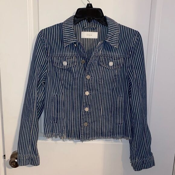 BlankNYC | Pale Rails Raw Edge Striped Jacket | Size Small - Picture 5 of 8